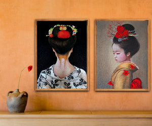 Japanese Girls- A Set of Two Paintings