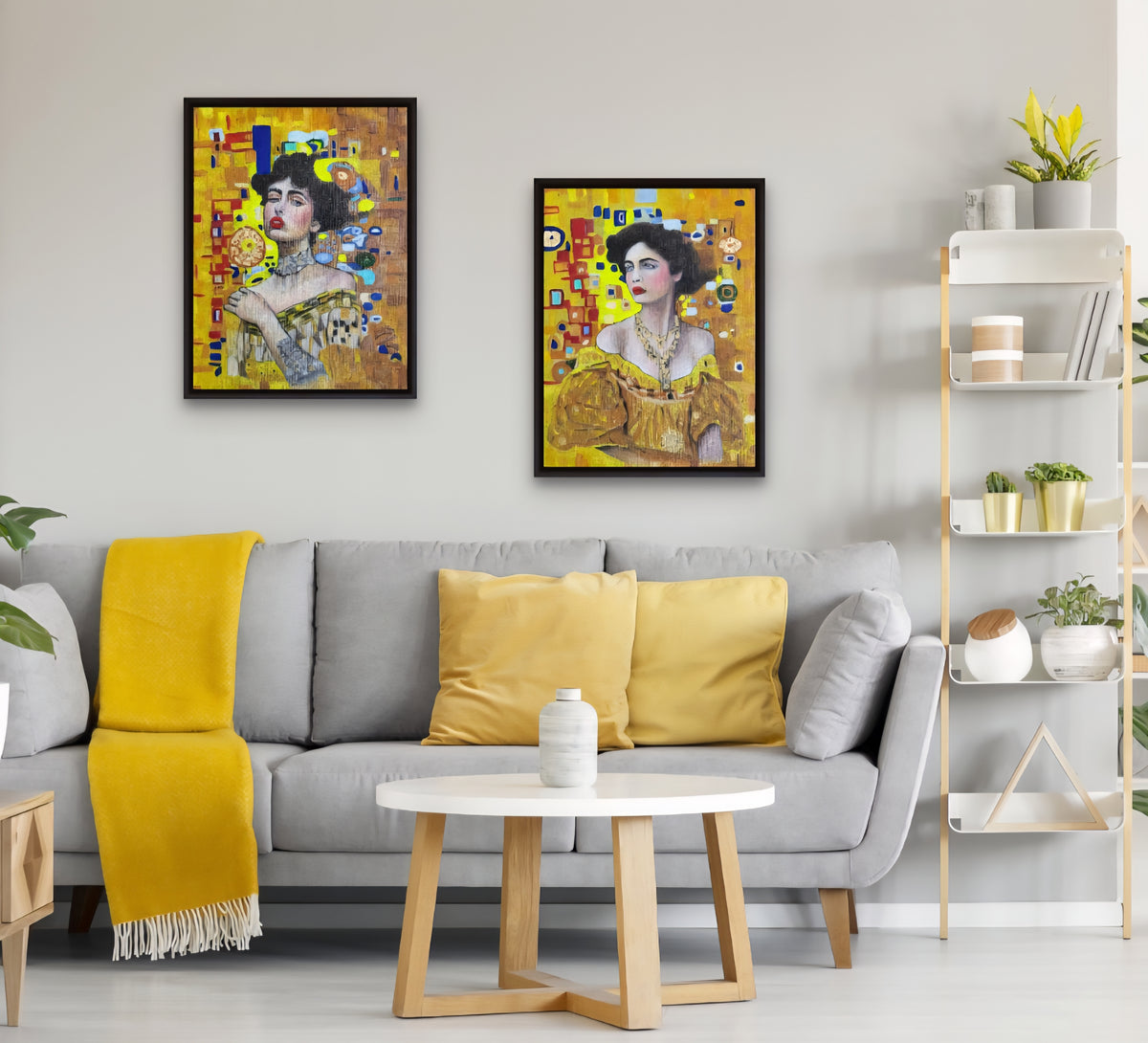 Flappers in Full Bloom, A Set of Two Paintings-Art Nouveau