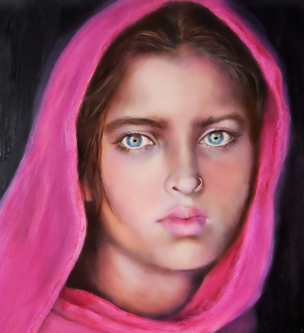 Afghan Girl with Magenta Scarf